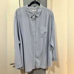 Storq Easy Button Up Blue and White Striped sz 3x